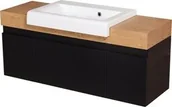 Szafki łazienkowe - Szafka łazienkowa czarna 120 cm CASSINI z umywalką - miniaturka - grafika 1