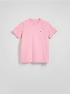 Koszulki i topy damskie - Reserved - T-shirt regular z drobnym haftem - pastelowy róż - miniaturka - grafika 1