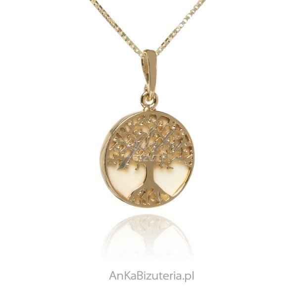 ankabizuteria.pl Piękne pozłacane DRZEWKO SZCZĘŚCIA z białym burszty
