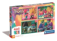 Puzzle - Clementoni, Puzzle 4W1 Supercolor Trolls 3 21527 - miniaturka - grafika 1