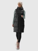 Kurtki damskie - 4F Długi bezrękawnik puchowy pikowany z kapturem damski - czarny XS - miniaturka - grafika 1