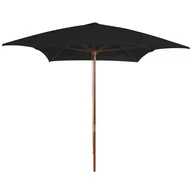 Parasole ogrodowe - vidaXL Parasol ogrodowy na drewnianym słupku czarny 200x300 cm Darmowa dostawa 313760 - miniaturka - grafika 1