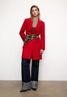 Płaszcze damskie - Stradivarius Płaszcz midi z guzikiem o miękkim dotyku Czerwony XL - miniaturka - grafika 1