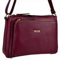 Torebki damskie - Włoska skórzana torebka bordo buraczek VEZZE złote okucia - miniaturka - grafika 1