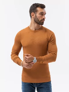 Swetry męskie - Elegancki sweter męski - camel V12 E177 - grafika 1