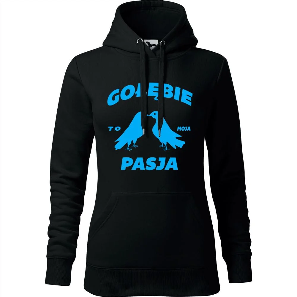 Damska Bluza Z Kapturem - Gołębie To Moja Pasja Czarny Xs
