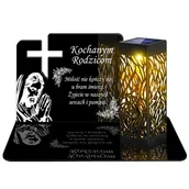 Lampiony i znicze - ZNICZ SOLARNY LED WIECZNY PODSTAWKA NA CMENTARZ GRÓB lampka Krzyż 3D DLA RODZICÓW - miniaturka - grafika 1