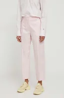 Spodnie damskie - Tommy Hilfiger spodnie damskie kolor różowy proste high waist - miniaturka - grafika 1