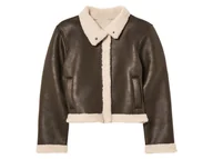 Kurtki i płaszcze dla dziewczynek - pepperts!® Kurtka dziecięca w stylu ramoneski, z kożuszkiem (128, Brązowy) - miniaturka - grafika 1