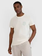 Koszulki męskie - T-shirt regular z nadrukiem męski 4F 4FWSS25TTSHM1980-11S Biały Roz. M - miniaturka - grafika 1
