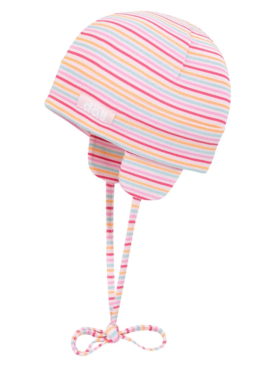Czapka wiązana różowa w paski Doll r.41
