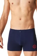 Majtki męskie - Bokserki męskie granatowe z subtelnym wzorem MXH 613 Key - miniaturka - grafika 1