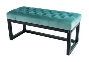 Ławka na buty LPP-2 70cm EMRAWOOD drewno lite kolor czarny siedzisko pikowane kolor miętowy - Ławki do przedpokoju - miniaturka - grafika 1