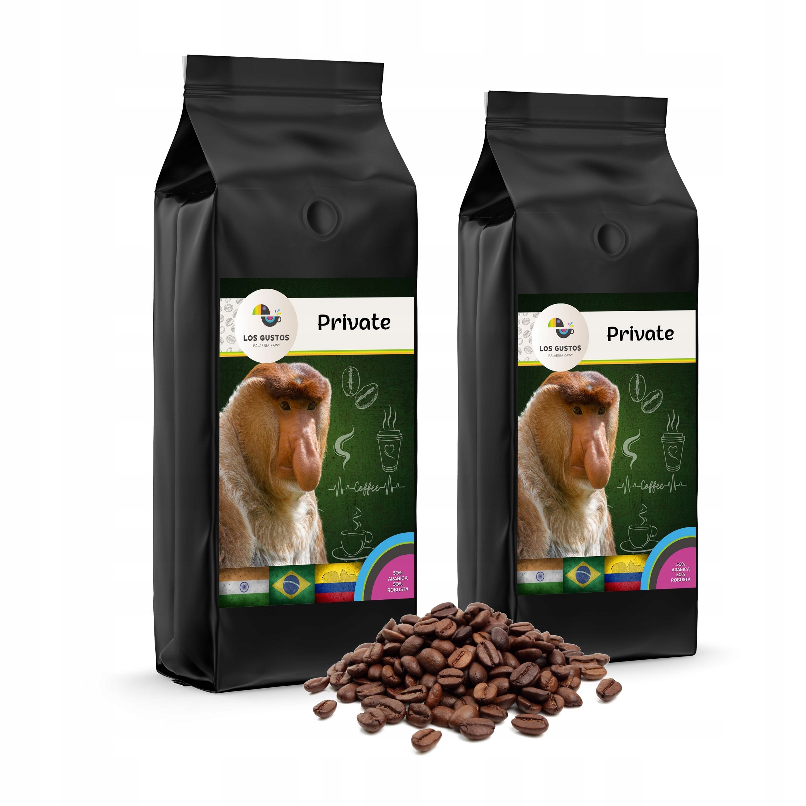 Kawa ziarnista Private 2x1000g Mocna Los Gustos