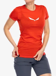 Koszulka damska Salewa Solid Dry S/S Tee - flame new logo - Koszulki i topy damskie - miniaturka - grafika 1