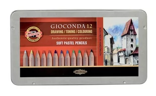Koh-I-Noor Pastele suche w drewnie Gioconda 12 kolorów w metalowej kasetce - Kredki, ołówki, pastele i pisaki - miniaturka - grafika 1