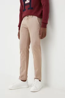Spodnie męskie - La Martina spodnie męskie kolor beżowy dopasowane - grafika 1