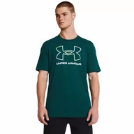 Koszulki sportowe męskie - Męski t-shirt z nadrukiem Under Armour UA Foundation Short Sleeve - zielony - UNDER ARMOUR - miniaturka - grafika 1