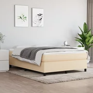 Łóżka - vidaXL Łóżko kontynentalne, kremowe, tapicerowane tkaniną, 140x200 cm - miniaturka - grafika 1