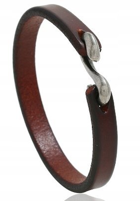 Bransoletka Skórzana męska z metalowym haczykiem brązowy