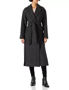 Pinko Damski płaszcz Giacomo 8 Doubl, ZI2_czarny/szary, UK 4 - Płaszcze damskie - miniaturka - grafika 1