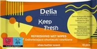 Chusteczki nawilżane - Delia, Keep Fresh, Chusteczki nawilżane Shea butter, 15 szt. - miniaturka - grafika 1