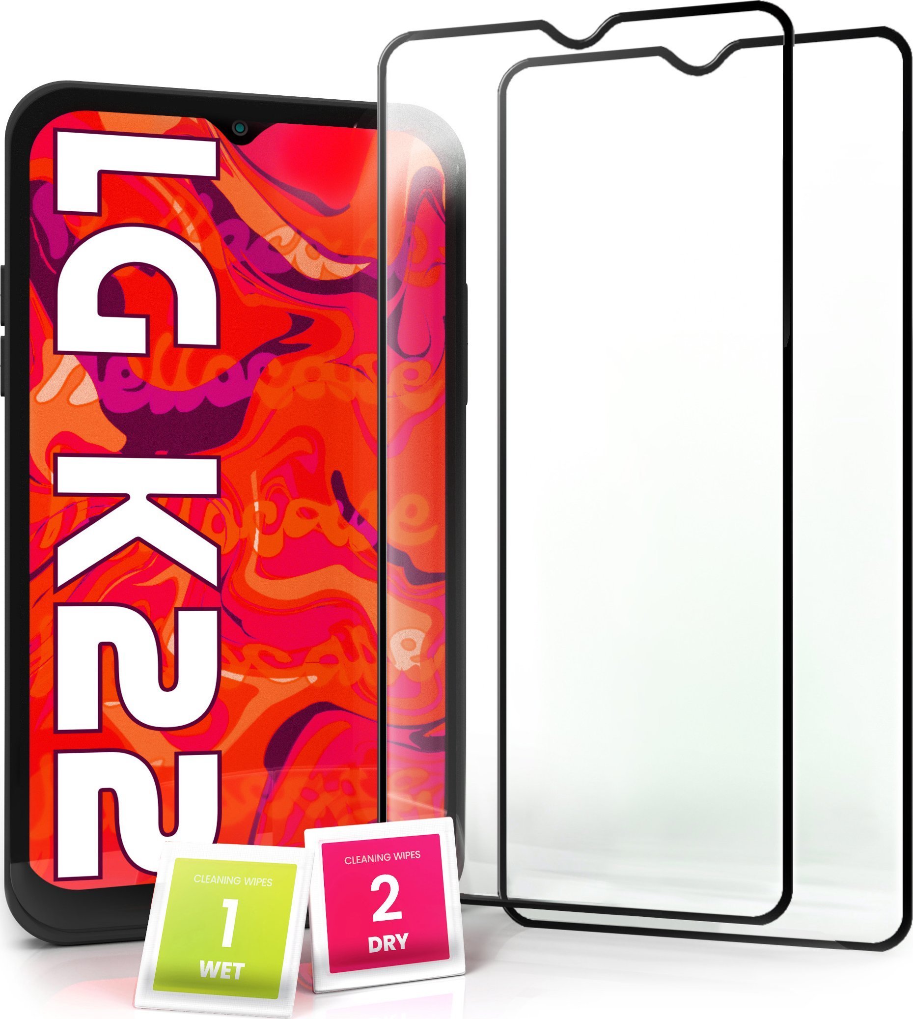 Hello Case 2-pak Szkło Hartowane do LG K22 Ochronne Pełne Na cały ekran 5D 9H