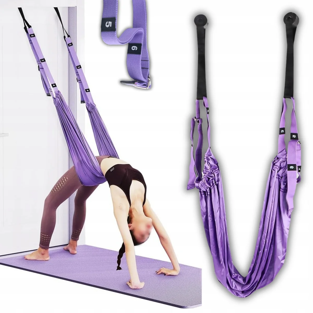 HAMAK CHUSTA DO ROZCIĄGANIA STRETCHING JOGA HUŚTAWKA ĆWICZENIA JOGI BUJAK
