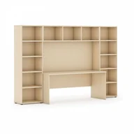 Regały biurowe - B2B Partner Biblioteka z wbudowanym biurkiem, niska, 2950x700/400x1923 mm, brzoza 610810 - miniaturka - grafika 1