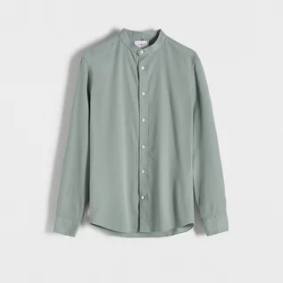 Koszule męskie - Reserved - Koszula super slim fit ze stójką - Zielony - grafika 1
