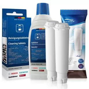 Zestaw Bosch, Filtr Aqualogis AL-TES46 2 szt, Tabletki Czyszczęce Siemens TZ80001,Odkamieniacz Bosch 311968 500ml - Akcesoria i części do ekspresów do kawy - miniaturka - grafika 1
