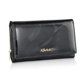 Portfele - Elegancki czarny duży portfel damski na zatrzask - miniaturka - grafika 1