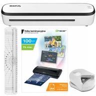 Laminatory - Laminator A4 Laminarka 100 Folii A4 Trymer Zaokrąglacz Zestaw - miniaturka - grafika 1
