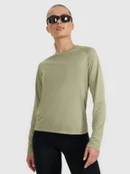 Koszulki sportowe damskie - 4F Longsleeve do biegania w terenie szybkoschnący damski - oliwkowy/khaki L - miniaturka - grafika 1