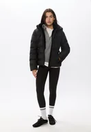 Kurtki damskie - Stradivarius Ocieplana kurtka z Kaptur i paskiem Czarny XL - miniaturka - grafika 1