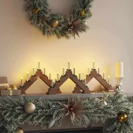 Ozdoby bożonarodzeniowe - vidaXL Mostek ze świecami bożonarodzeniowymi 3 pcs Brązowy - miniaturka - grafika 1