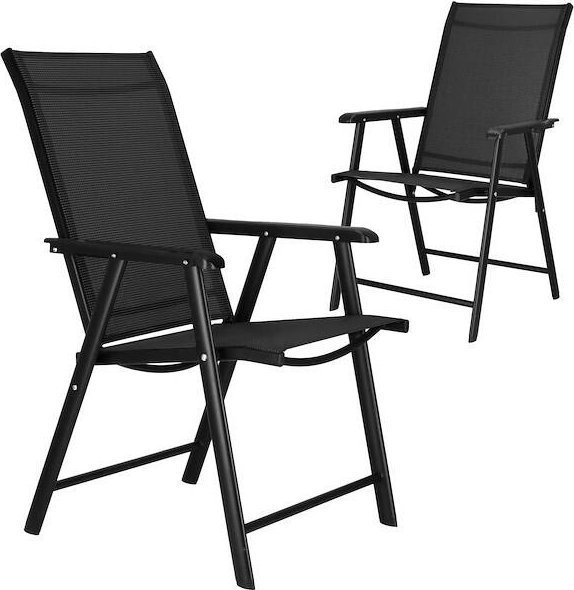 Springos Krzesło ogrodowe, zestaw 2 krzeseł metalowych na balkon czarne UNIWERSALNY