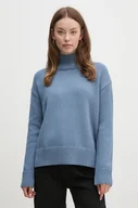 Swetry damskie - Calvin Klein sweter z domieszką wełny damski kolor niebieski z półgolfem K20K207437 - miniaturka - grafika 1