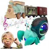 Samochody i pojazdy dla dzieci - Interaktywna Ciuchcia Pociąg Krab pełzający światło muzyka DLA DZIECI - miniaturka - grafika 1