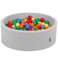 Suche baseny - KiddyMoon basen z piłkami 90 x 30 cm / 300 piłek  7 cm basen z kolorowymi piłkami dla niemowląt, okrągły, jasnoszary: żółty/zielony/niebieski/czerwony/pomarańczowy - miniaturka - grafika 1
