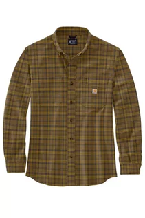 Odzież trekkingowa męska - Koszula flanelowa w kratę Carhartt Midweight L/S Plaid Shirt B33 Oak Brown - grafika 1