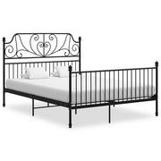 Łóżka - vidaXL Lumarko Rama łóżka, czarna, metal i sklejka, 140 x 200 cm 324850 - miniaturka - grafika 1