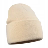 Czapki damskie - Ciepła Klasyczna Wywijana Czapka Zimowa Na Zimę Unisex Podwójna Beżowa - miniaturka - grafika 1