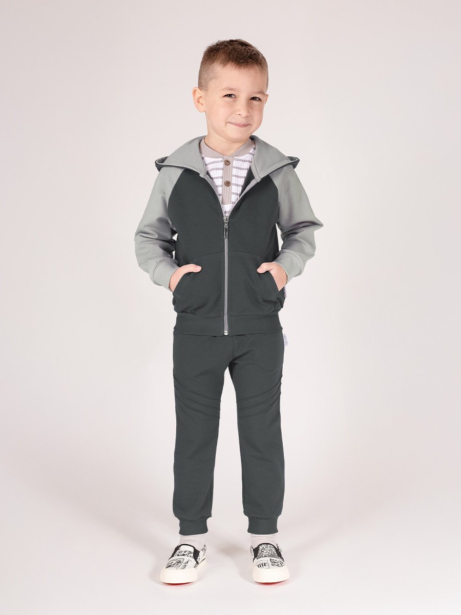 Chłopięca bluza rozpinana szara Nicol,r.128