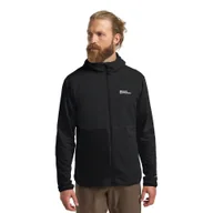 Kurtki męskie - Męski polar z kapturem Jack Wolfskin PRELIGHT TRAIL HOODY M black - L - miniaturka - grafika 1