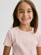Koszulki dla dziewczynek - Reserved - T-shirt z haftem - brudny róż - miniaturka - grafika 1