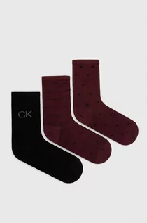 Skarpetki damskie - Calvin Klein skarpetki 3-pack damskie kolor bordowy - grafika 1