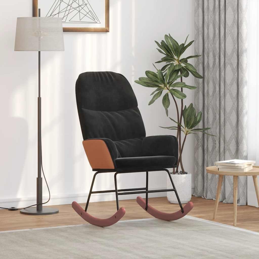 vidaXL Fotel bujany, czarny, tapicerowany aksamitem