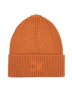 Calvin Klein Czapka Re-Lock Beanie W/Emb K60K608660 Brązowy - Czapki damskie - miniaturka - grafika 1