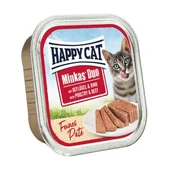 Mokra karma dla kotów - HAPPY CAT Minkas Duo Mokra Karma dla Kota Dorosłego, Drób i Wołowina, Pasztet 16x100 g - miniaturka - grafika 1